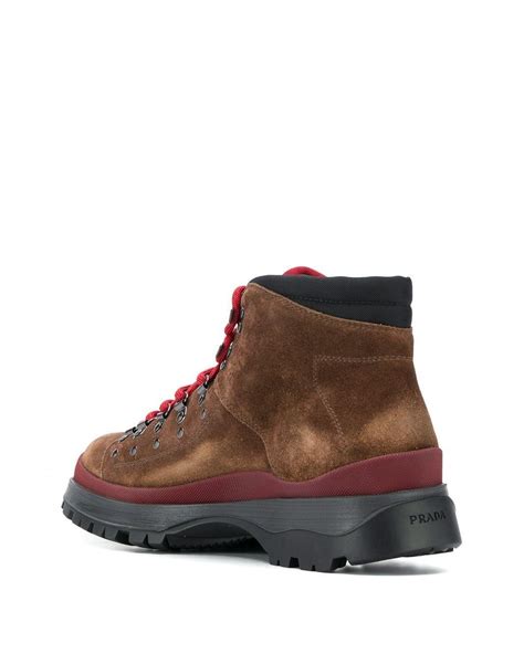 scamosciato schuhe prada|Shop Prada Scamosciato Delave Suede Hiking Boots .